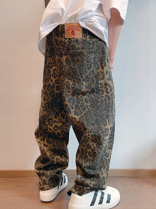 Jeansy leopard