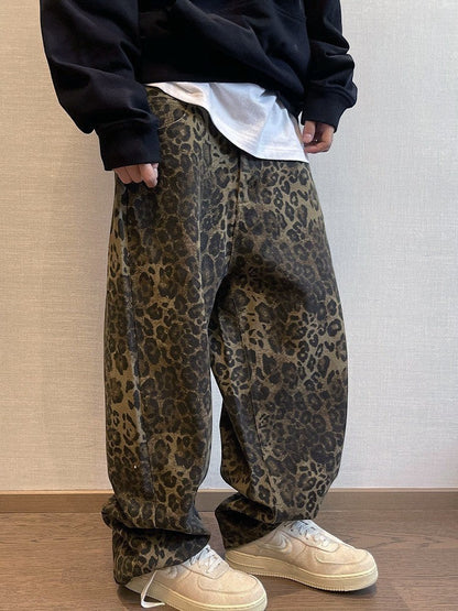 Jeansy leopard