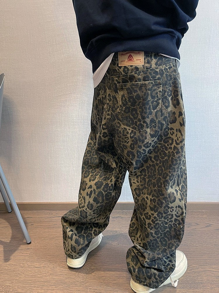 Jeansy leopard