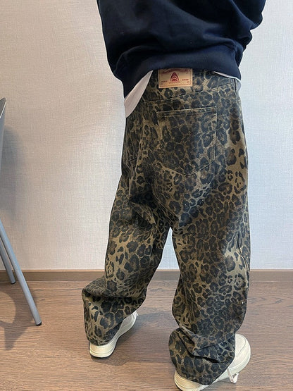 Jeansy leopard