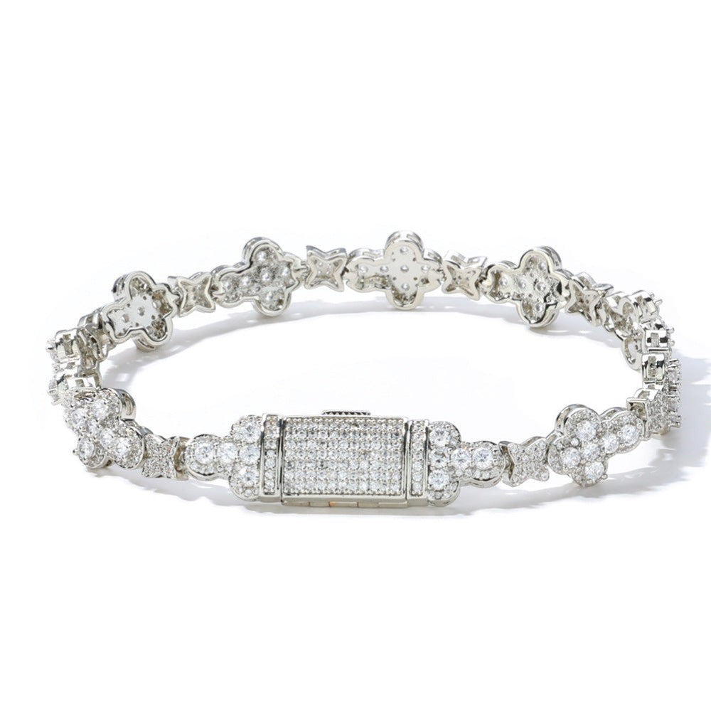 Bransoletka krzyzowa iced out