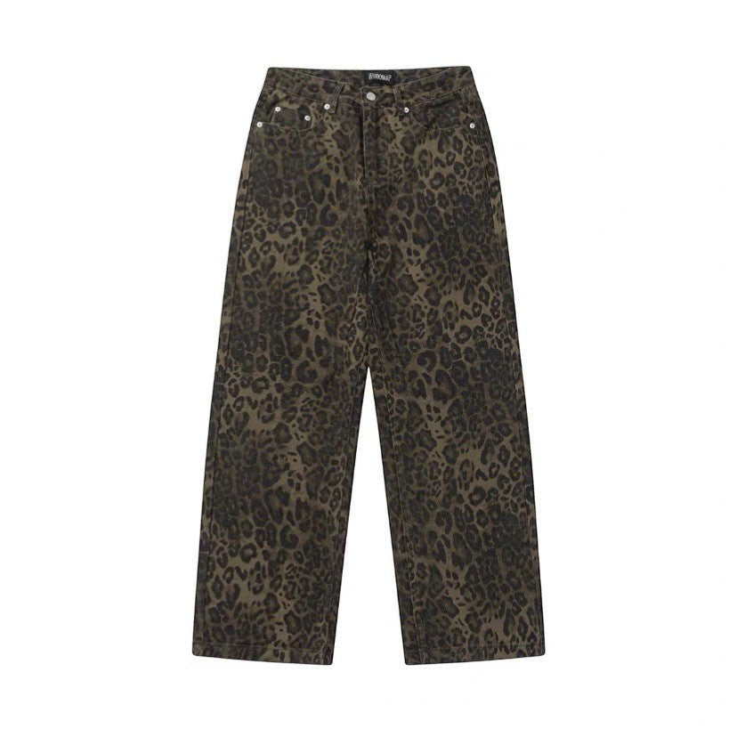 Jeansy leopard