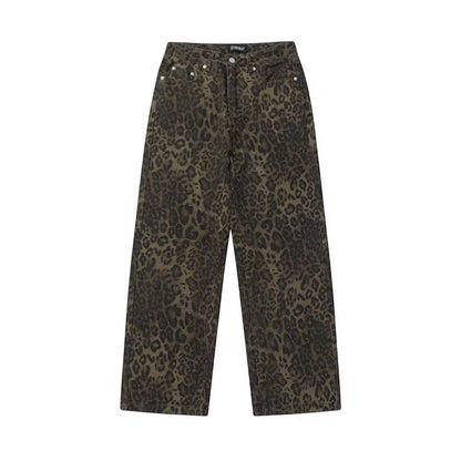 Jeansy leopard