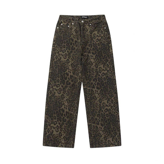Jeansy leopard