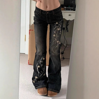 Jeansy bootcut flowers