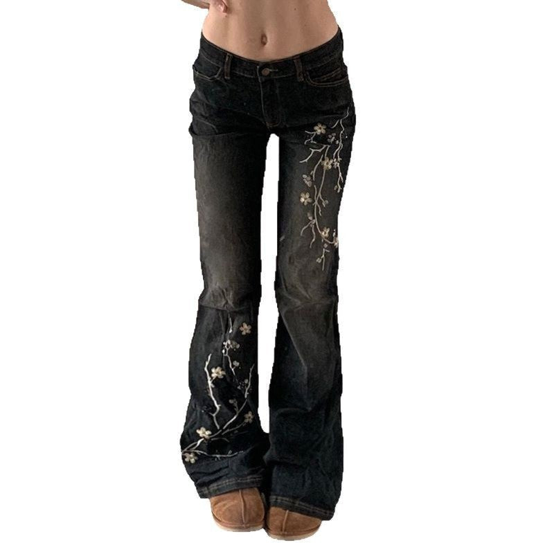 Jeansy bootcut flowers