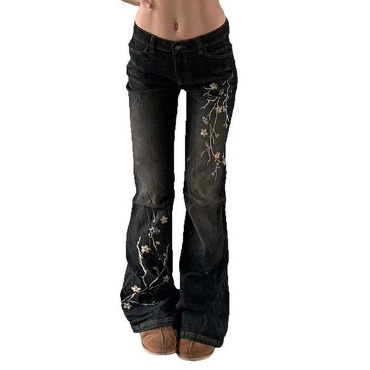 Jeansy bootcut flowers
