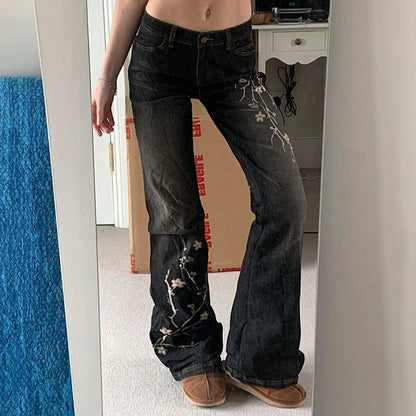 Jeansy bootcut flowers