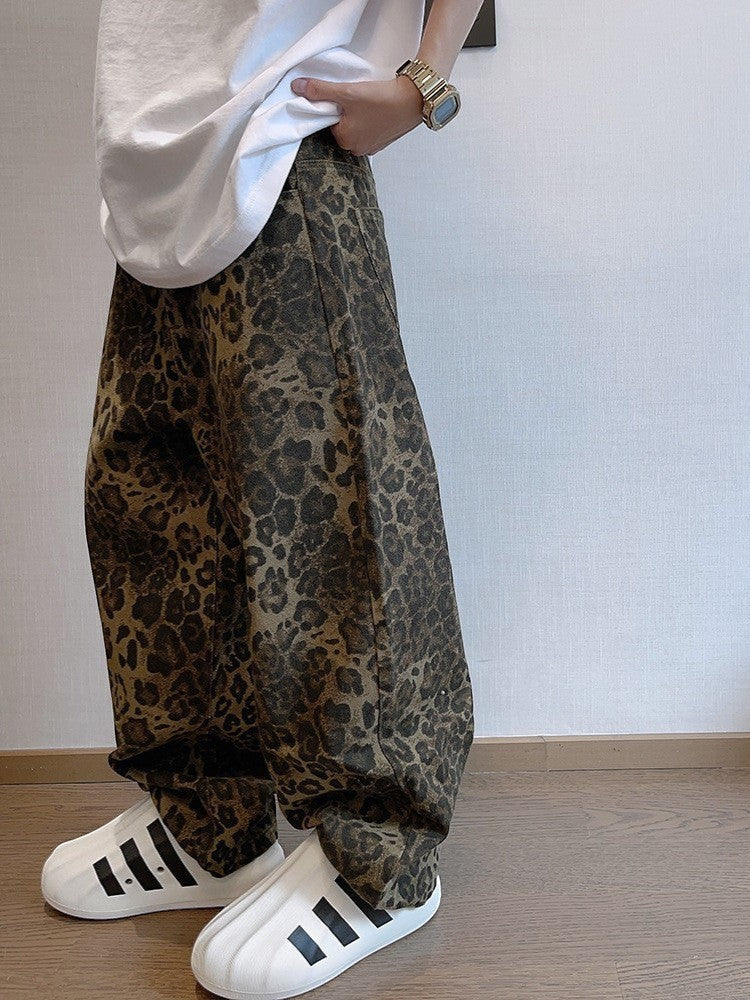 Jeansy leopard