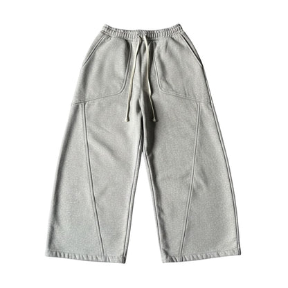 SWAGTOK gray cotton wide-leg sweatpants with drawstring waist and unique seam detailing.