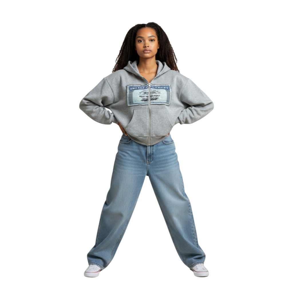 SWAGTOK gray polyester zip-up hoodie with a