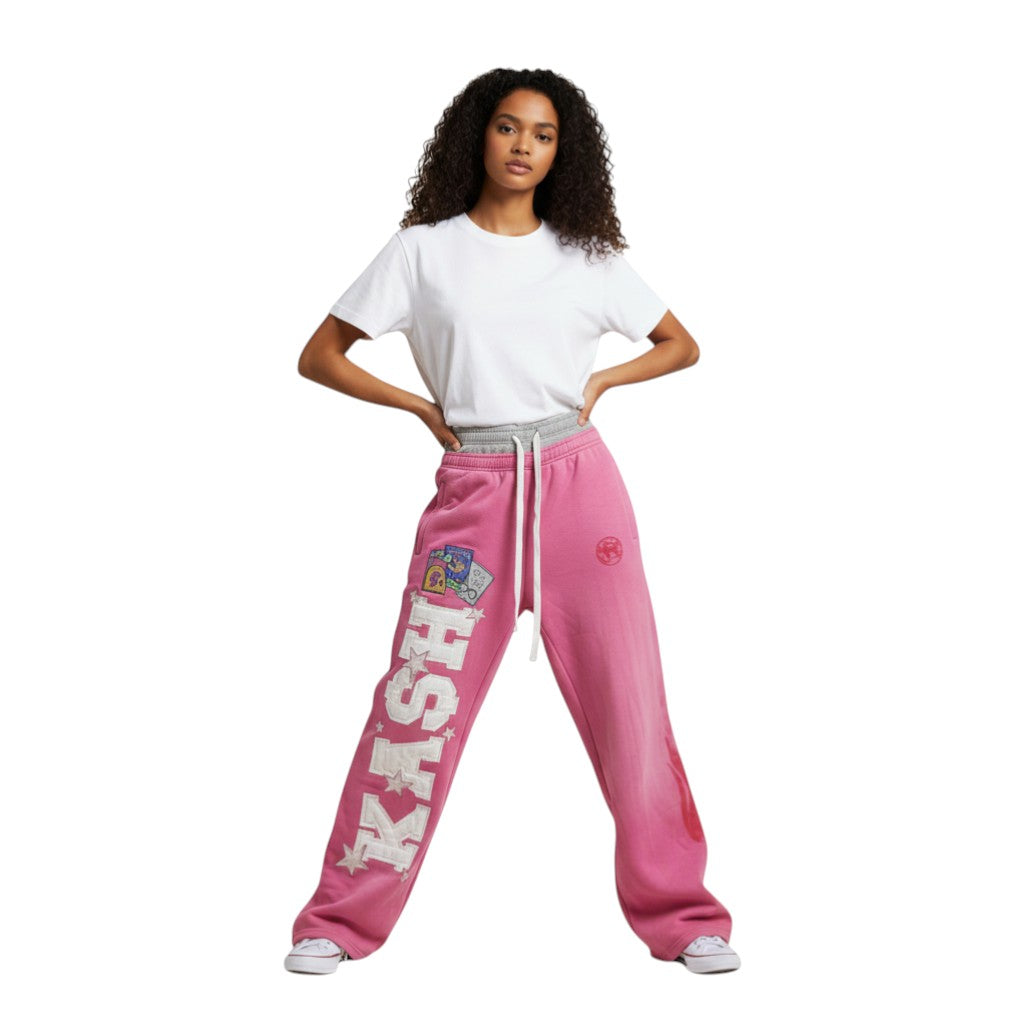 SWAGTOK pink cotton blend straight leg sweatpants with